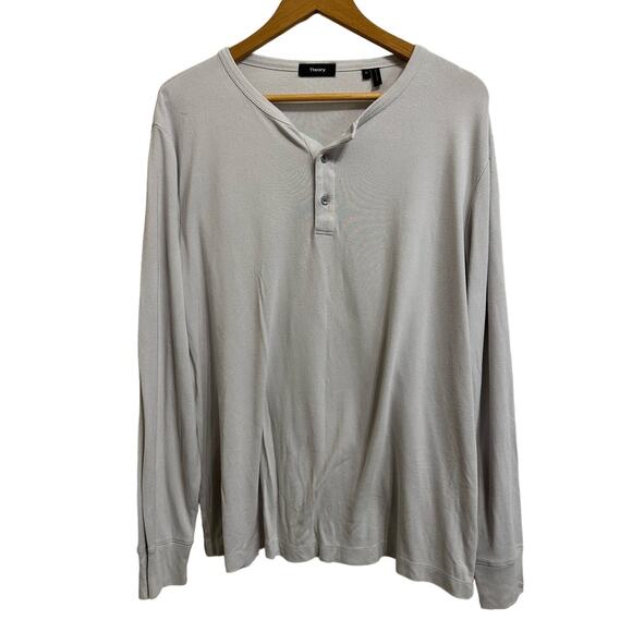 Theory Essence henley anemone milano Men's grey long sleeve tee size XL - Picture 1 of 5